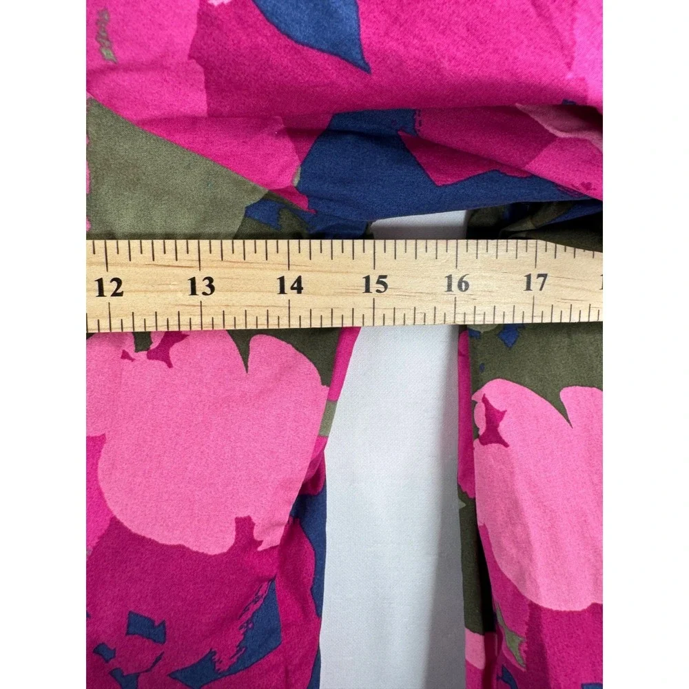 Banana Republic Crop Croset Top sz S Pink Floral Puff Sleeve Open Back boho